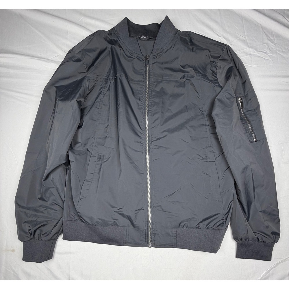 Live Your Greatness Mens Black Bomber Jacket Full Zip Utility Pocket Size M